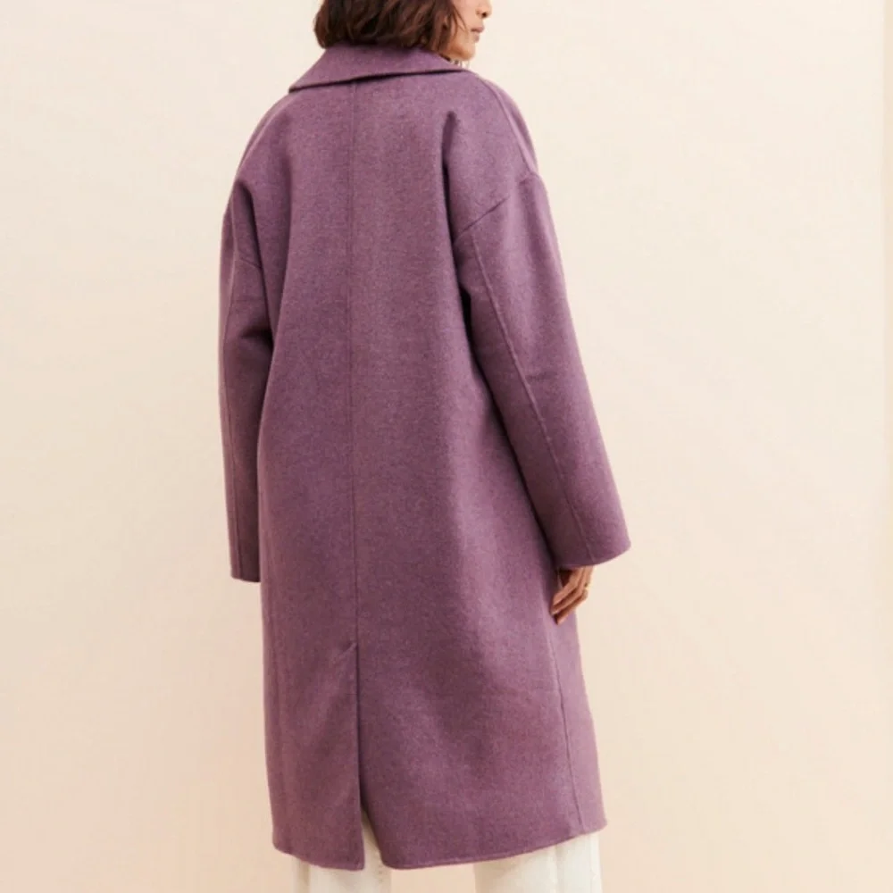 Free People Adore You Wool Blend Maxi Coat in Plum